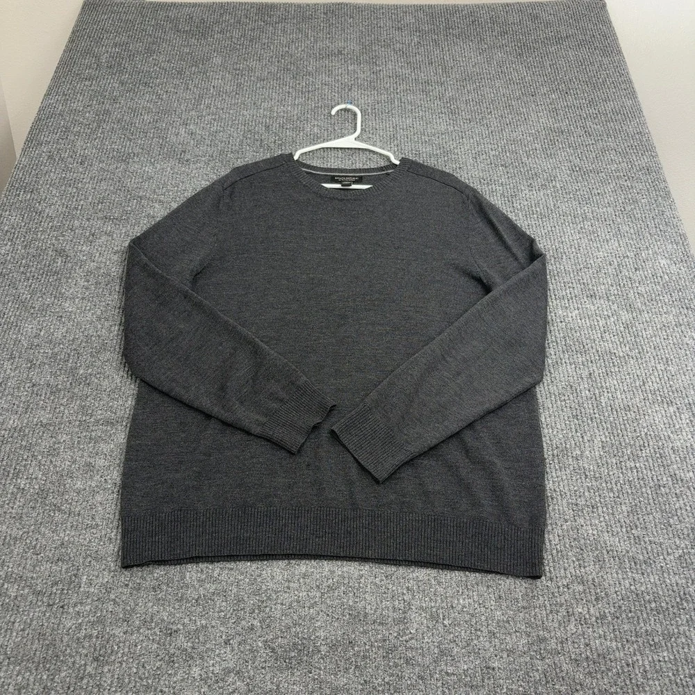 Banana Republic Sweater Mens XL Grey 100% Merino Wool Crew‎ Neck Classic Style